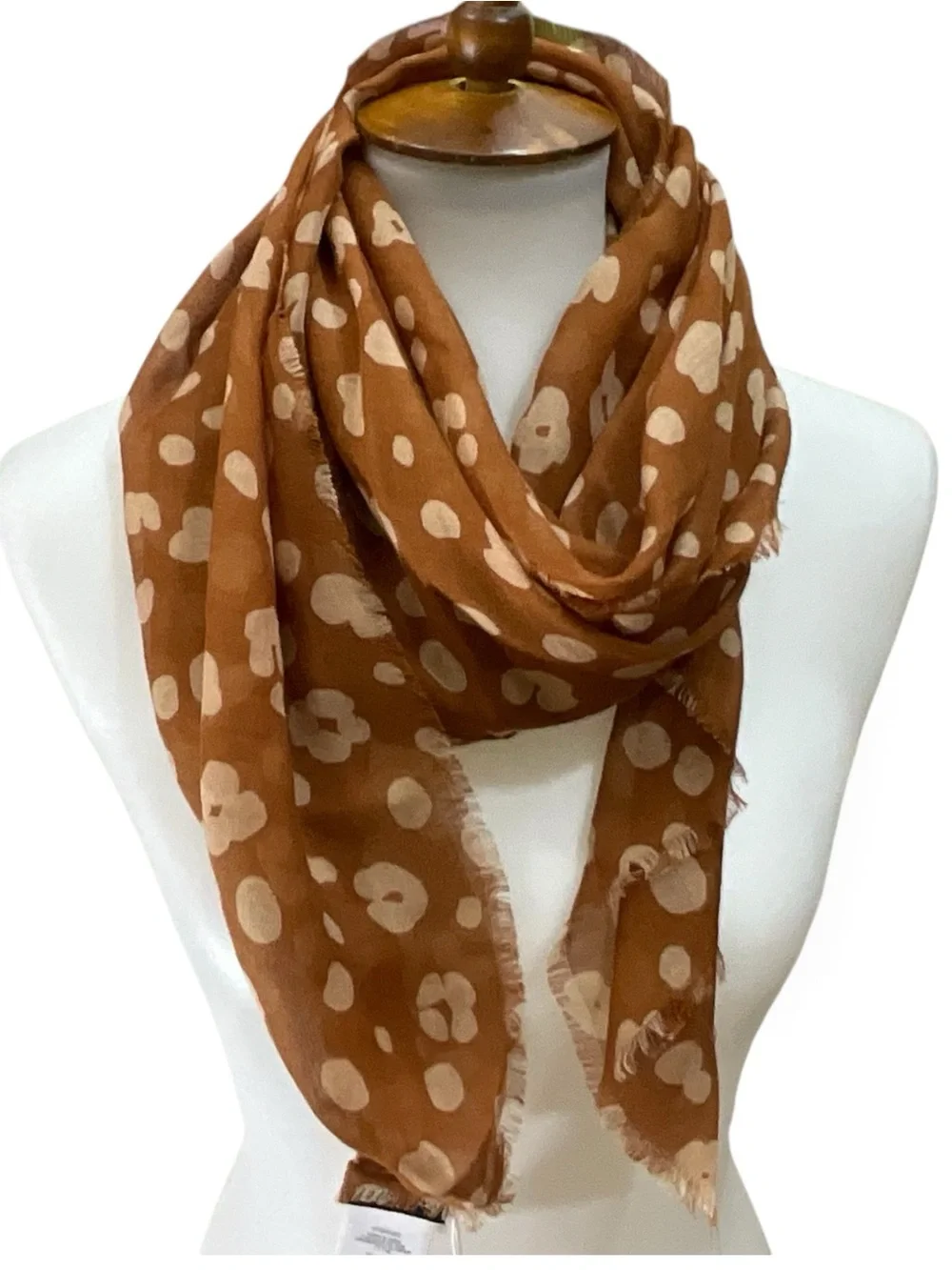 Madewell Leopard Print Scarf Wrap Shawl 100% Modal Rust Tan 42” Square NWT Boho
